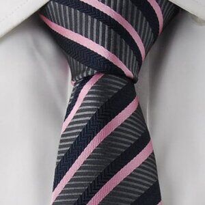 Grey Striped Necktie 2.5" W x 58"L